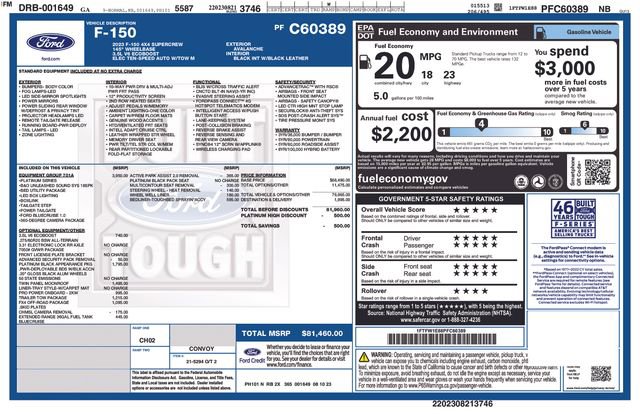 Certified 2023 Ford F150 Platinum w/ Equipment Group 701A High AWD/4WD image 40