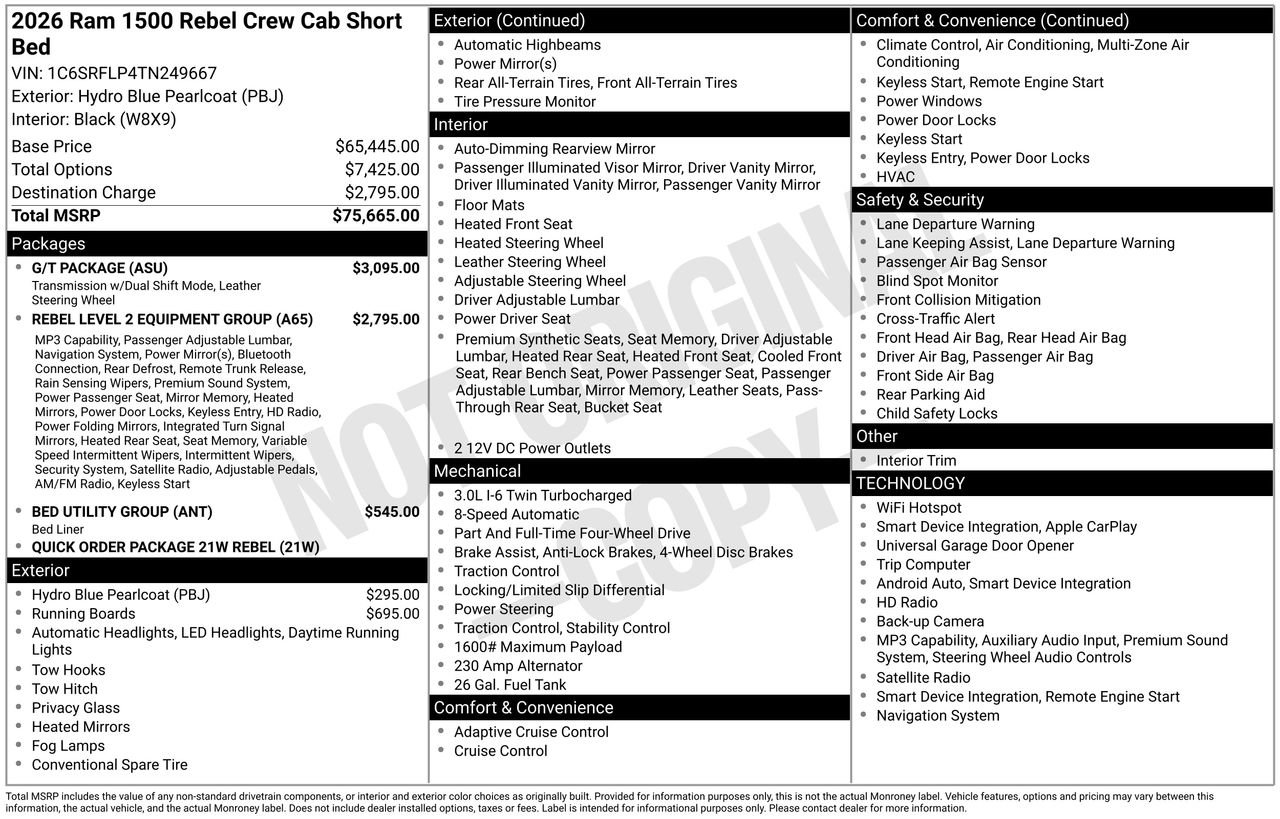 Used 2026 RAM 1500 Rebel w/ G/T Package AWD/4WD image 54