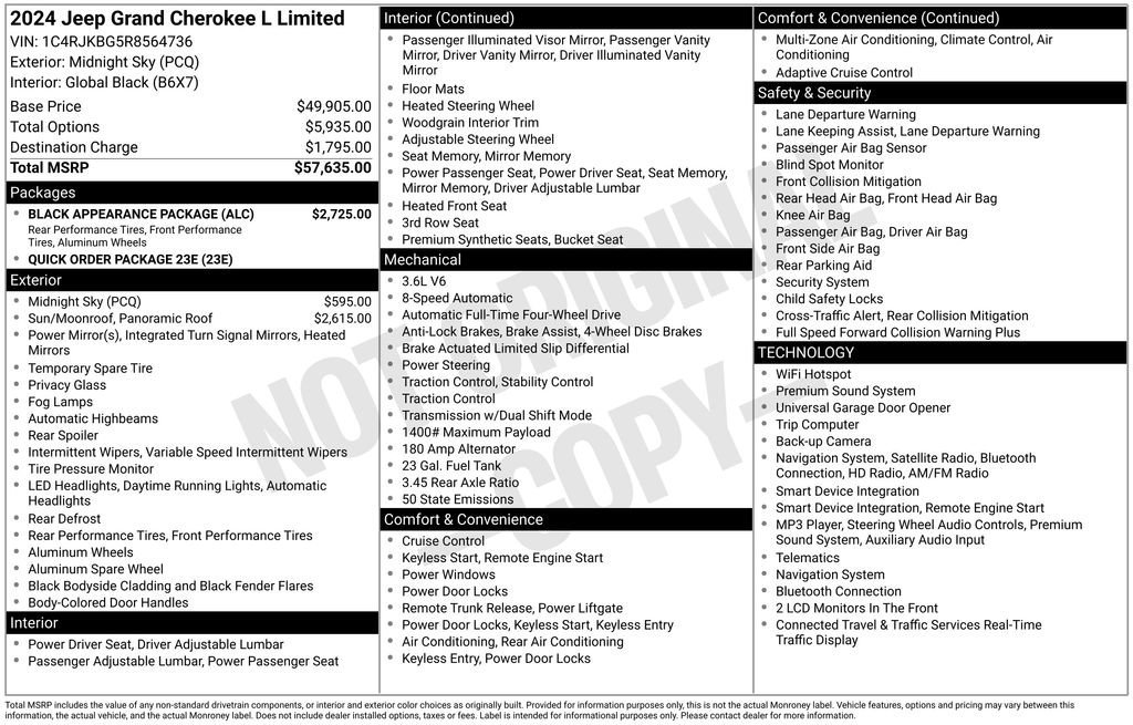 Used 2024 Jeep Grand Cherokee L Limited w/ Black Appearance Package AWD/4WD image 27