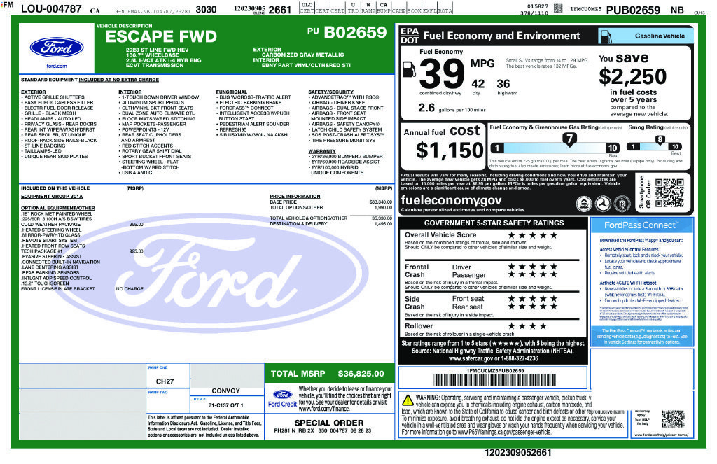 Certified 2023 Ford Escape ST-Line w/ Equipment Group 301A FWD image 2