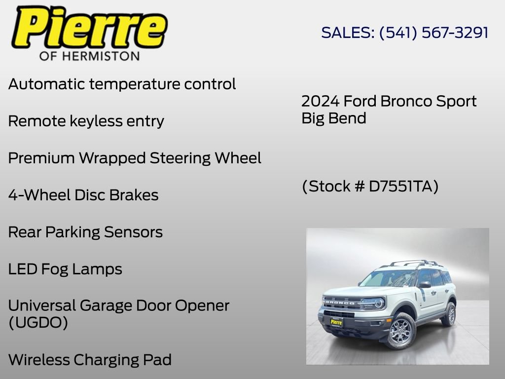 Certified 2024 Ford Bronco Sport Big Bend w/ Convenience Package AWD/4WD image 13
