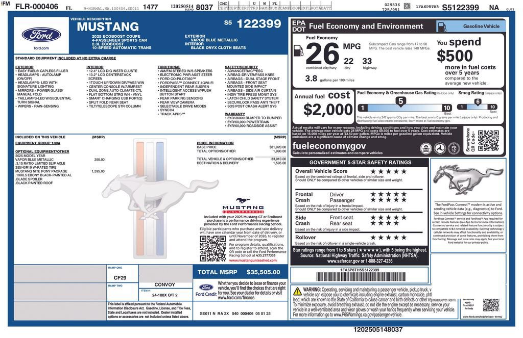 Certified 2025 Ford Mustang Coupe w/ Mustang Nite Pony Package image 39