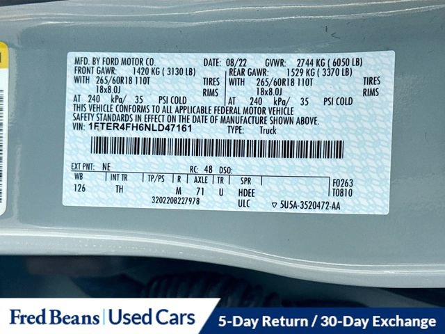 Certified 2022 Ford Ranger XLT w/ Equipment Group 301A Mid image 32