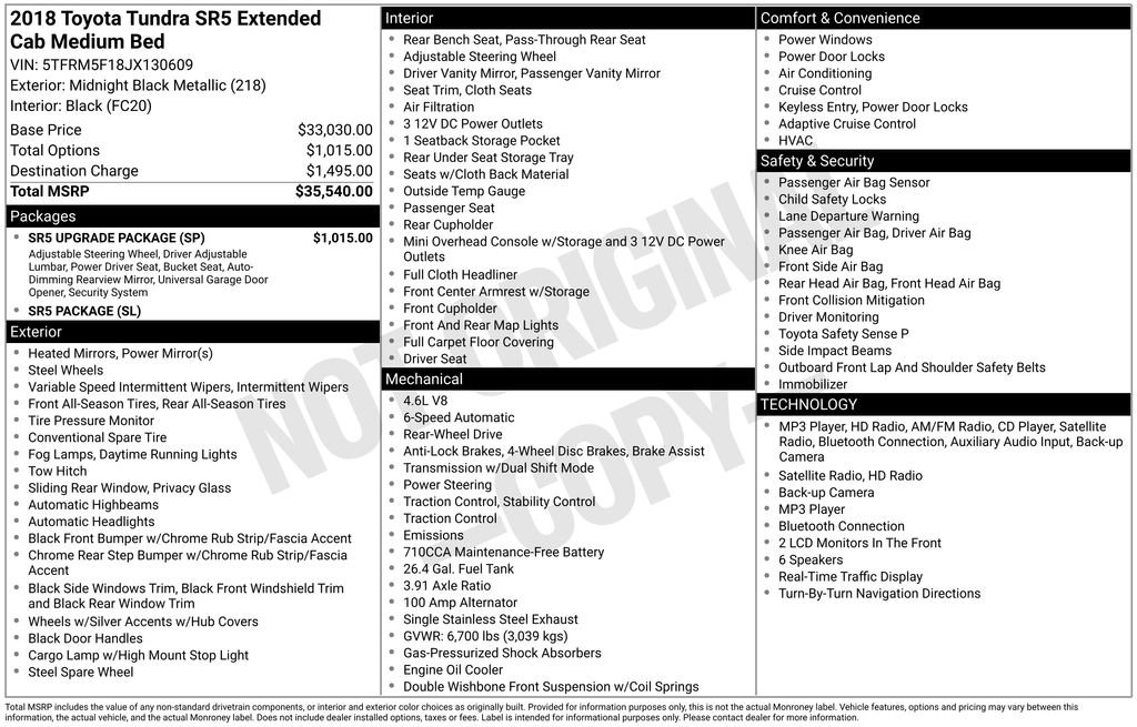 Used 2018 Toyota Tundra SR5 w/ SR5 Upgrade Package