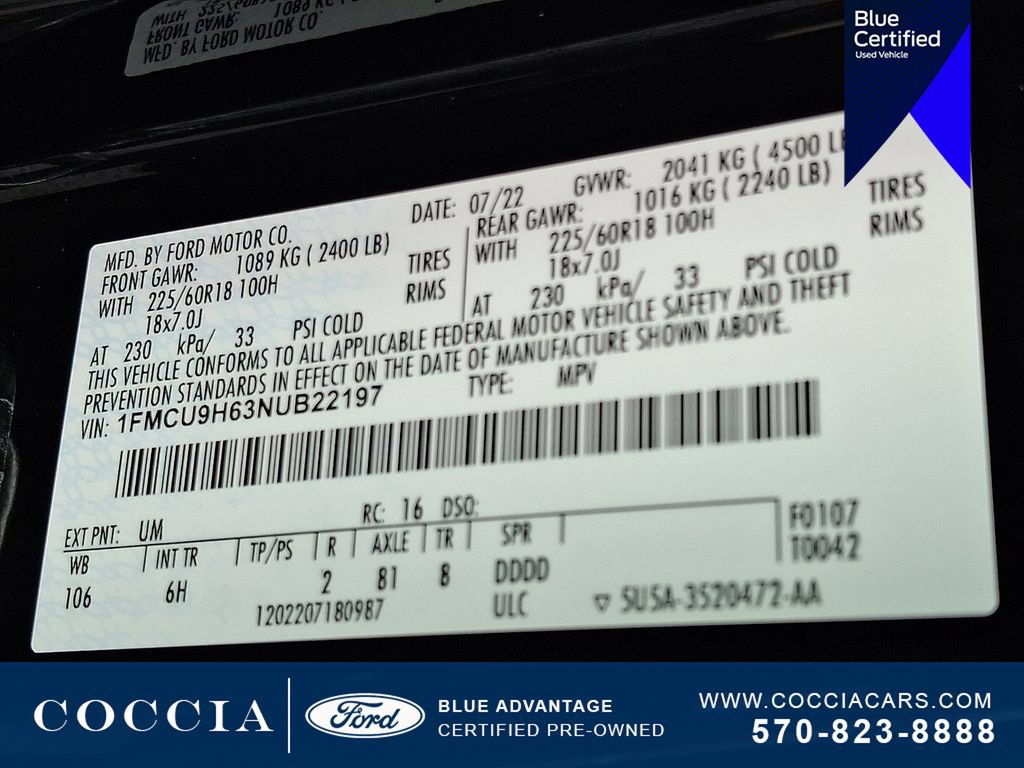 Certified 2022 Ford Escape SEL w/ Technology Package AWD/4WD image 28