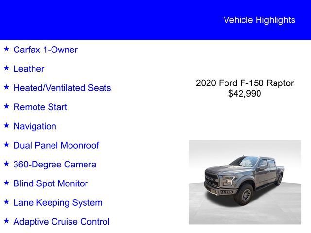 Certified 2020 Ford F150 Raptor w/ Equipment Group 802A Luxury AWD/4WD image 2