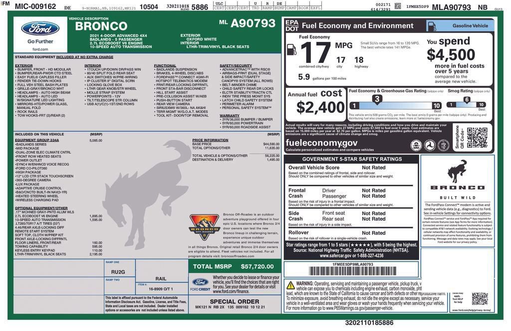 Certified 2021 Ford Bronco Badlands AWD/4WD image 28