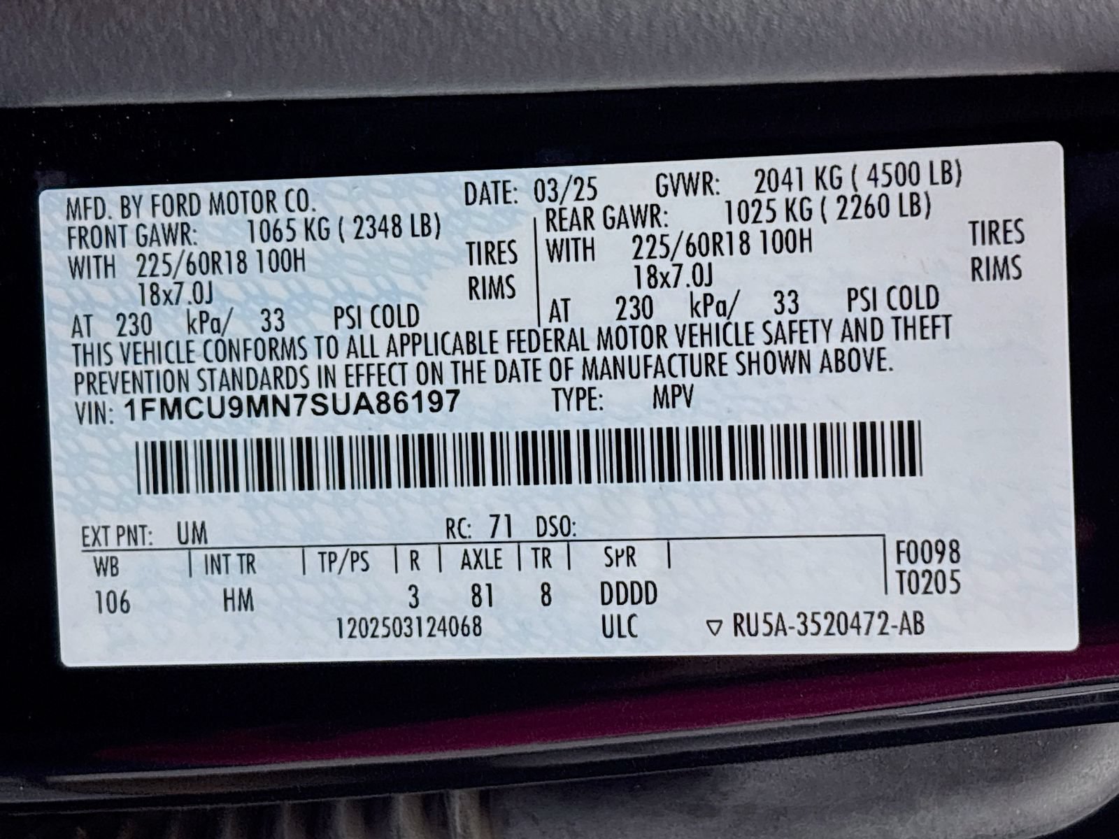 Certified 2025 Ford Escape ST-Line AWD/4WD image 29