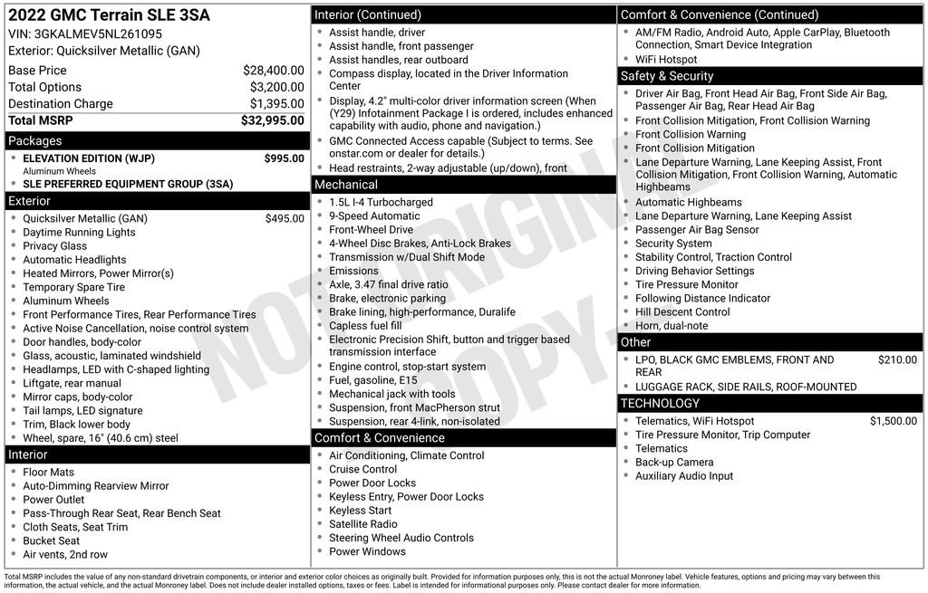 Used 2022 GMC Terrain SLE w/ Elevation Edition image 9