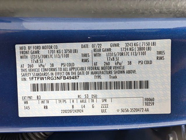 Certified 2022 Ford F150 Raptor w/ Equipment Group 801A High image 10