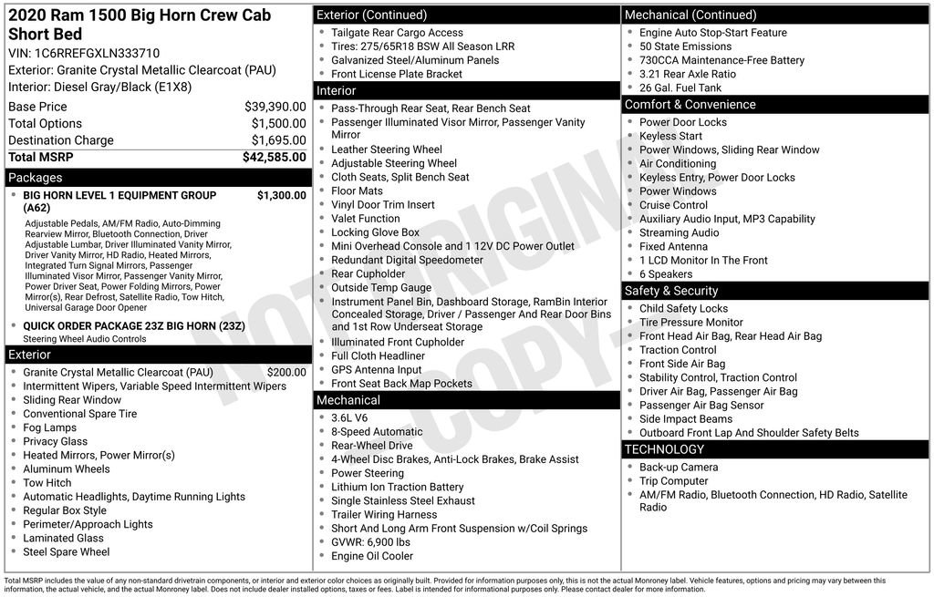 Used 2020 RAM 1500 Big Horn RWD image 6