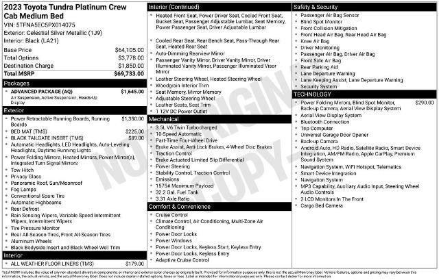 Used 2023 Toyota Tundra Platinum w/ Advanced Package AWD/4WD image 13