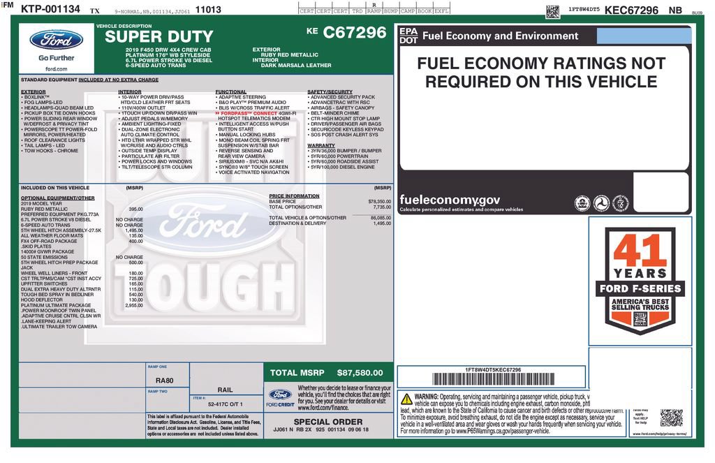 Certified 2019 Ford F450 Platinum w/ Platinum Ultimate Package AWD/4WD image 34