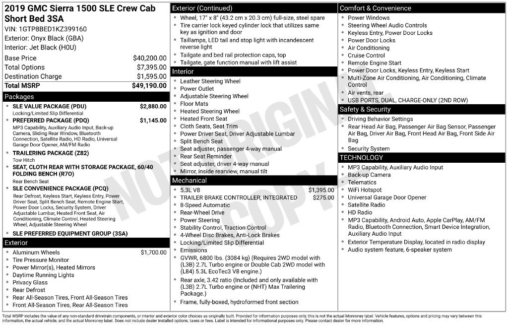 Used 2019 GMC Sierra 1500 SLE w/ SLE Value Package RWD image 34