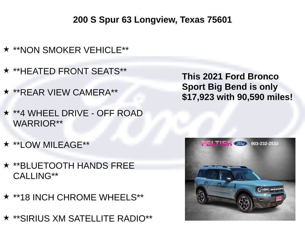 Certified 2021 Ford Bronco Sport Big Bend w/ Big Bend Package AWD/4WD image 5