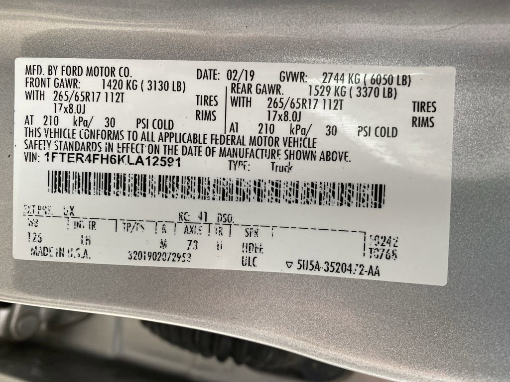 Certified 2019 Ford Ranger XLT w/ Equipment Group 302A Luxury image 53