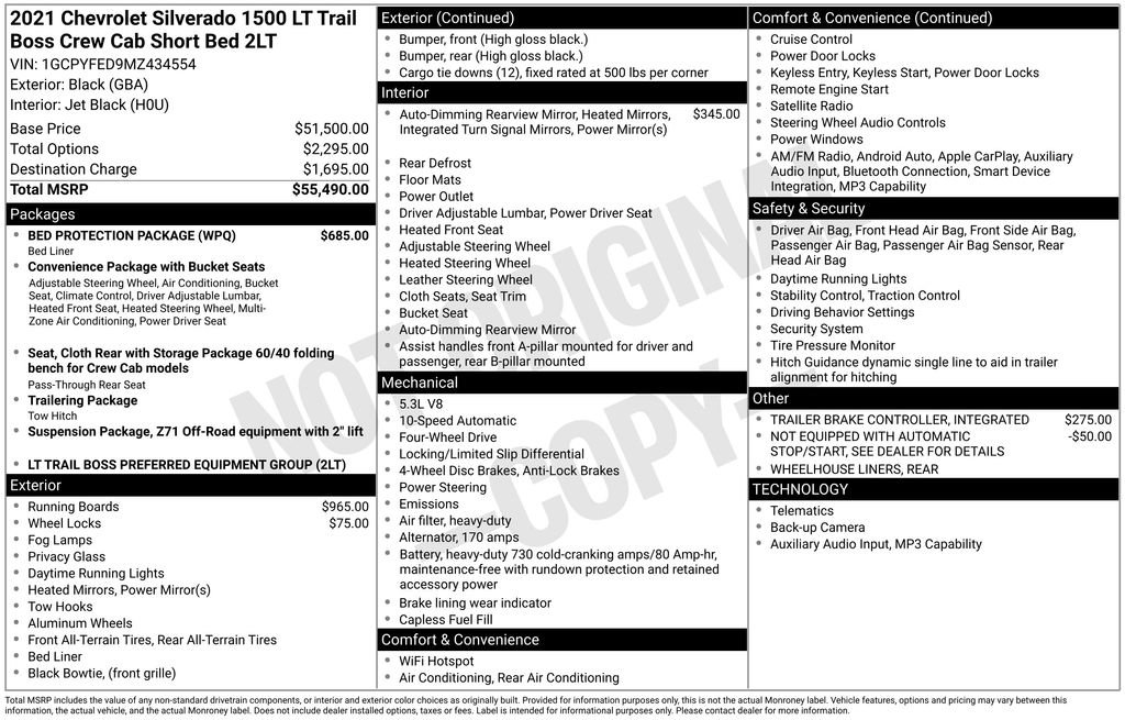 Used 2021 Chevrolet Silverado 1500 LT Trail Boss w/ Bed Protection Package AWD/4WD image 5