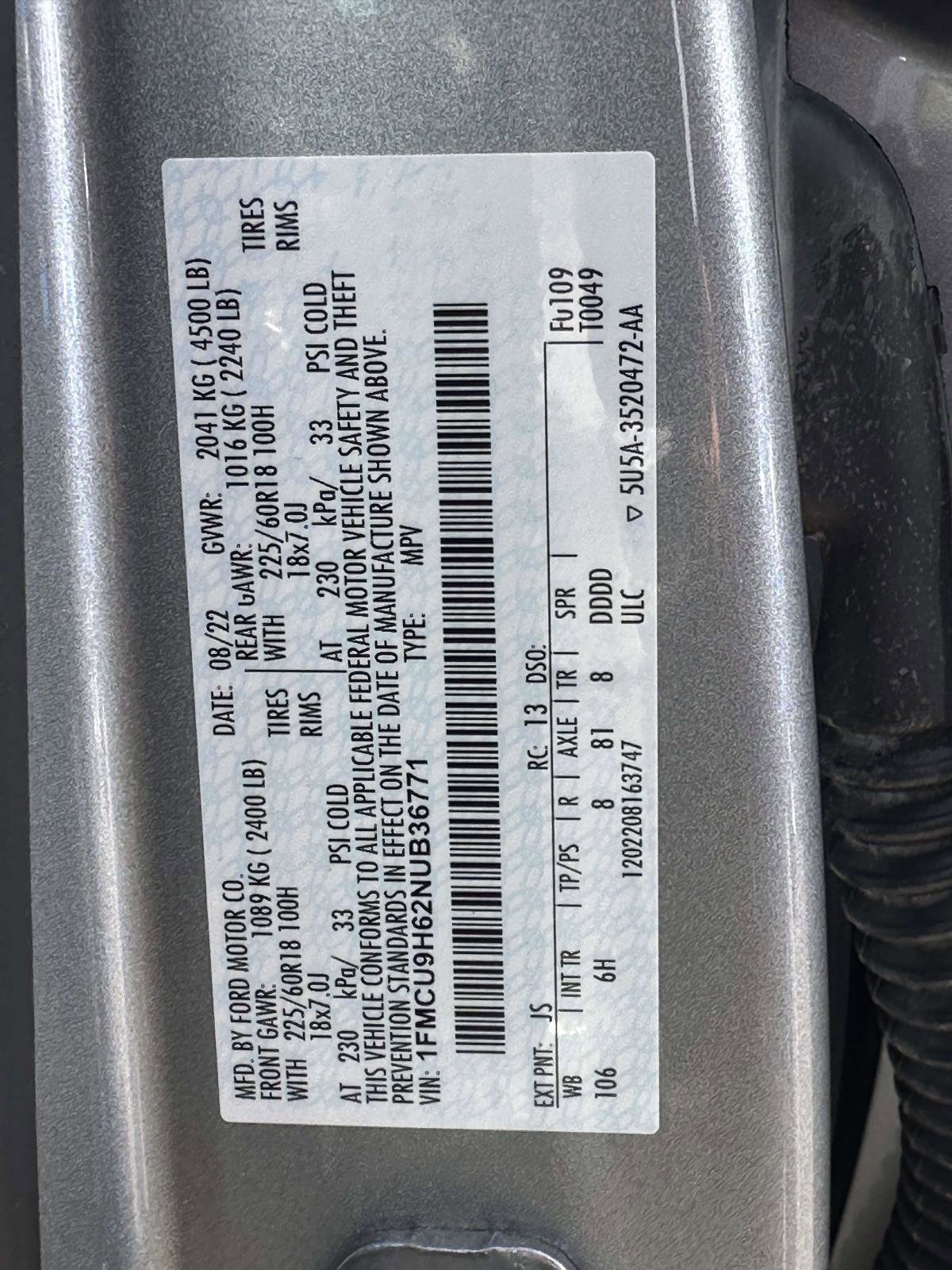 Certified 2022 Ford Escape SEL image 35