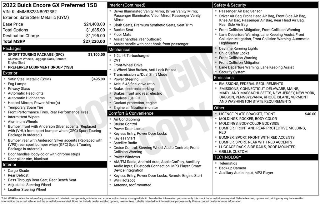 Used 2022 Buick Encore GX Preferred w/ Sport Touring Package image 33