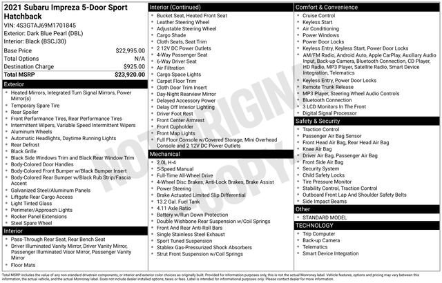 Used 2021 Subaru Impreza 2.0i Sport image 27