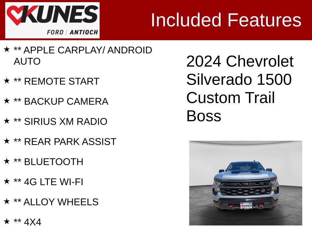Used 2024 Chevrolet Silverado 1500 Custom Trail Boss AWD/4WD image 3