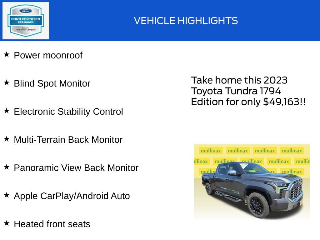 Used 2023 Toyota Tundra 1794 Edition w/ TRD Off-Road Package AWD/4WD image 19