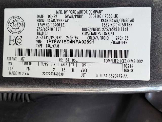 Certified 2022 Ford F150 XLT w/ Equipment Group 301A Mid AWD/4WD image 33