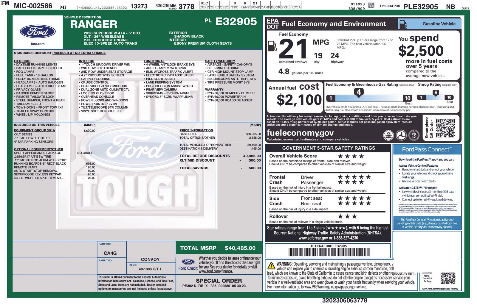 Certified 2023 Ford Ranger XLT w/ Equipment Group 301A Mid AWD/4WD image 4
