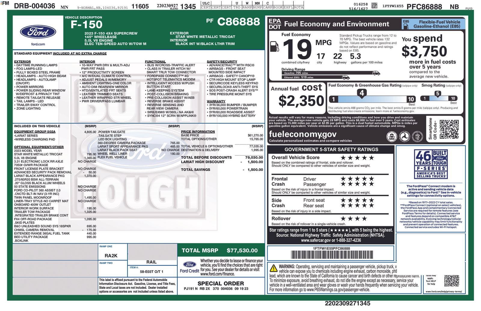 Certified 2023 Ford F150 Lariat w/ Equipment Group 502A High AWD/4WD image 5