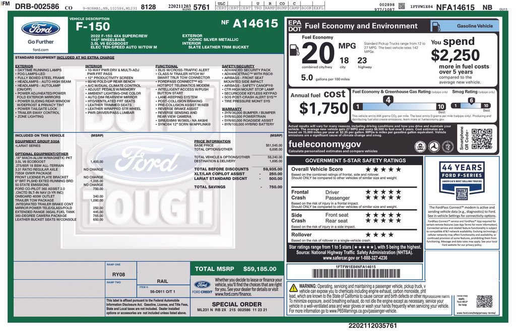 Certified 2022 Ford F150 Lariat w/ Trailer Tow Package AWD/4WD image 26