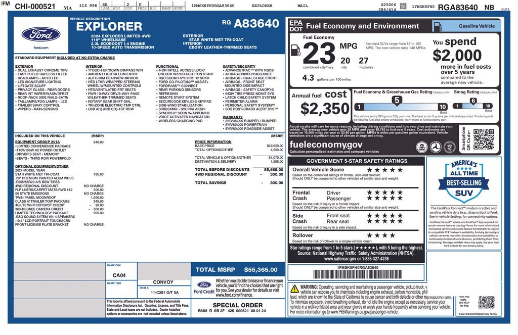 Certified 2024 Ford Explorer Limited w/ Limited Technology Package AWD/4WD image 40