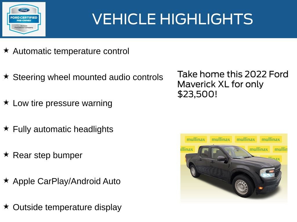 Certified 2022 Ford Maverick XL w/ Equipment Group 100A Standard AWD/4WD image 21