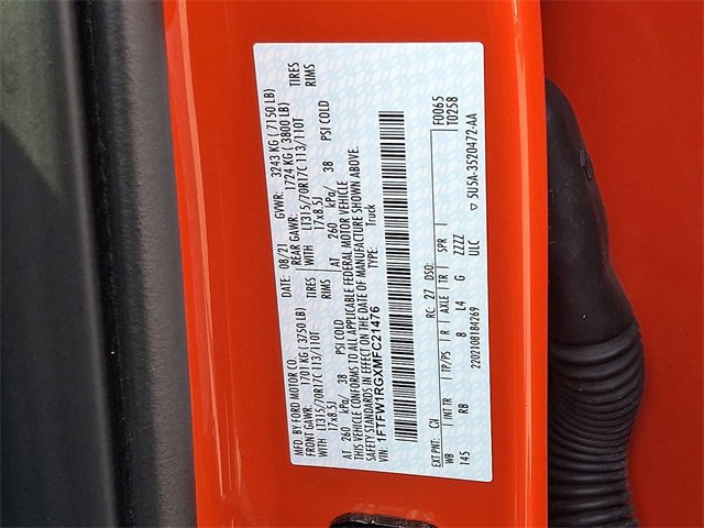 Certified 2021 Ford F150 Raptor w/ Equipment Group 801A High image 34