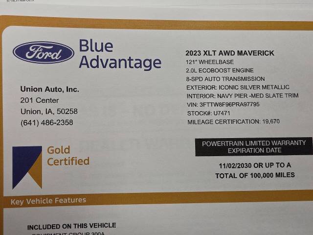 Certified 2023 Ford Maverick XLT w/ Equipment Group 300A Standard AWD/4WD image 13
