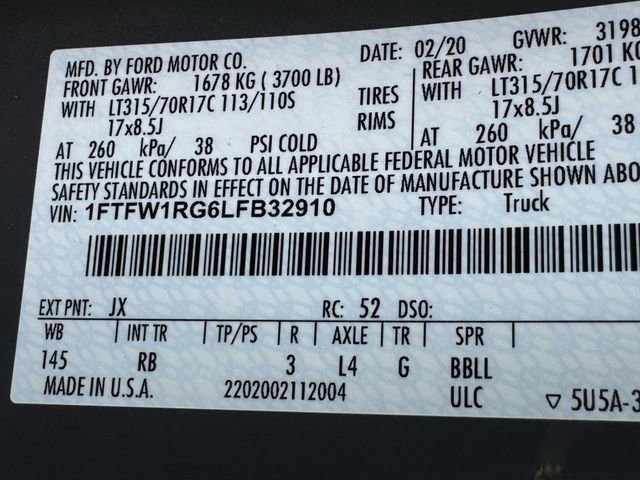 Certified 2020 Ford F150 Raptor w/ Equipment Group 802A Luxury AWD/4WD image 11