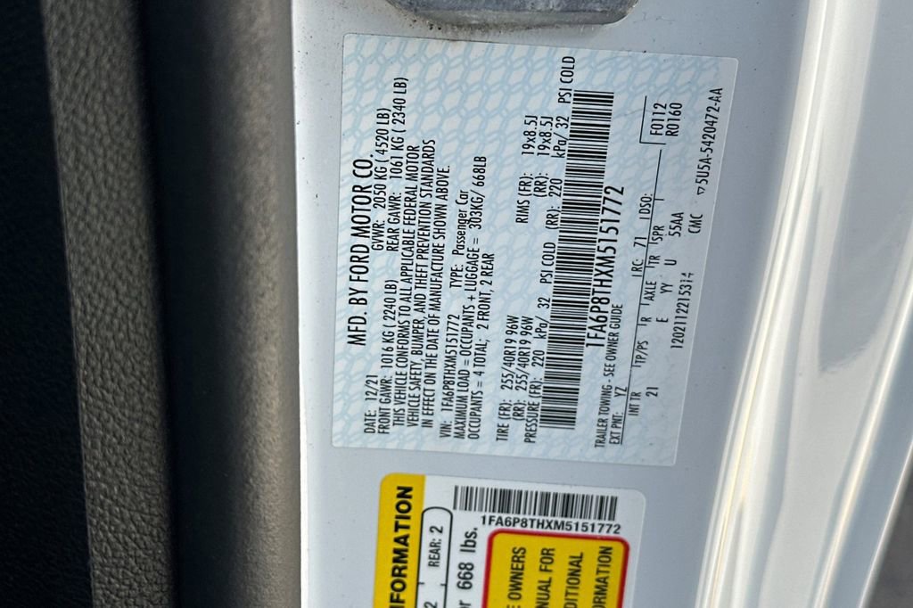 Certified 2021 Ford Mustang Coupe w/ Equipment Group 101A RWD image 32