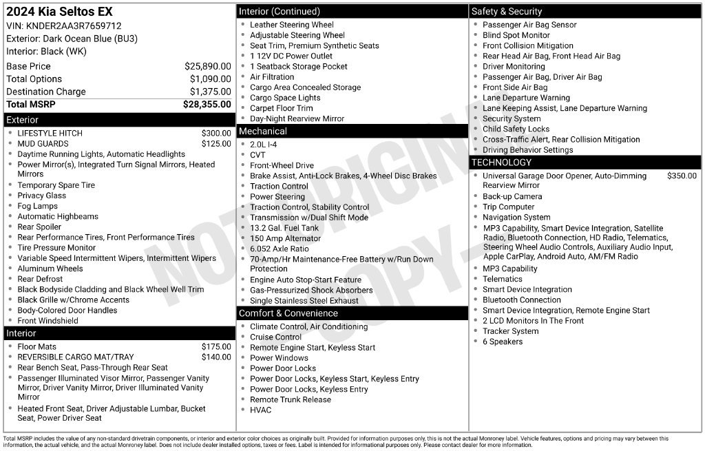 Used 2024 Kia Seltos EX FWD image 27