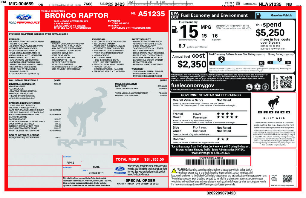 Certified 2022 Ford Bronco Raptor AWD/4WD image 25