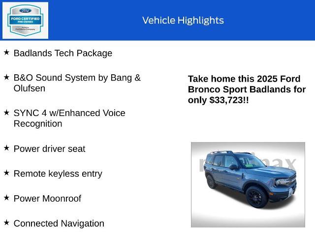 Certified 2025 Ford Bronco Sport Badlands w/ Badlands Tech Package image 18