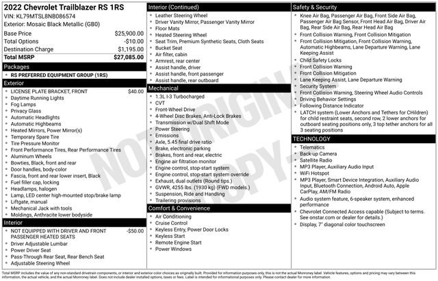 Used 2022 Chevrolet TrailBlazer RS FWD image 37