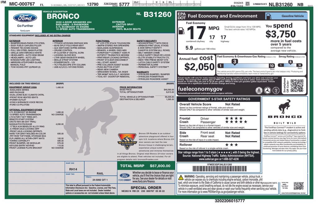 Certified 2022 Ford Bronco Badlands w/ Sasquatch Package AWD/4WD image 19