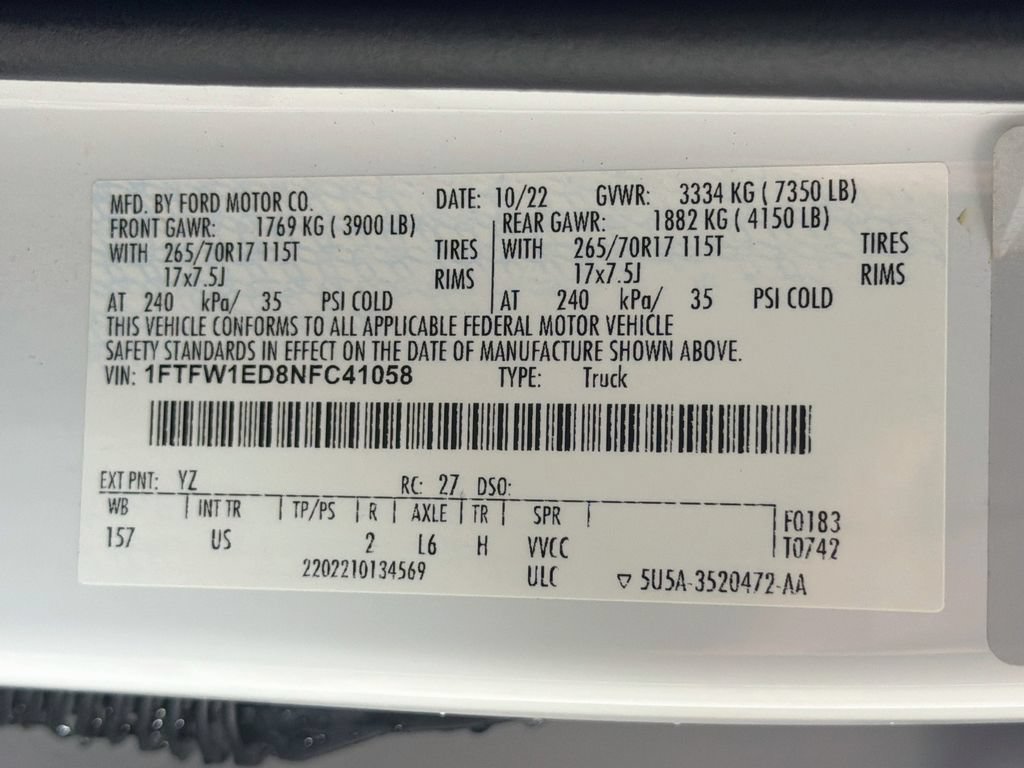 Certified 2022 Ford F150 XLT w/ Equipment Group 301A Mid AWD/4WD image 32
