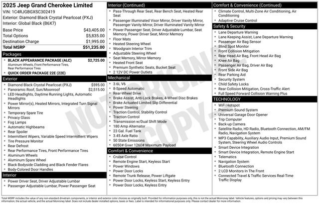 Used 2025 Jeep Grand Cherokee Limited w/ Black Appearance Package RWD image 37