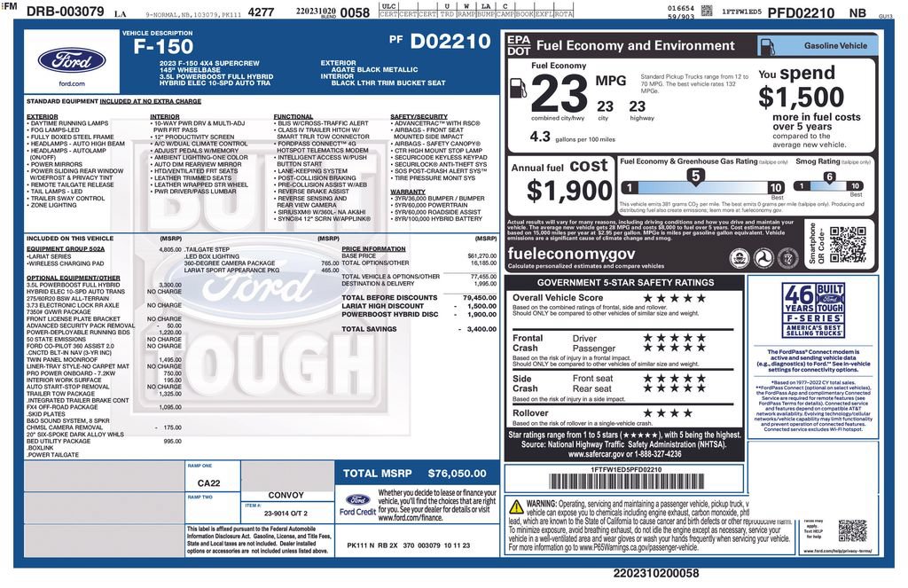 Certified 2023 Ford F150 Lariat w/ Equipment Group 502A High AWD/4WD image 38