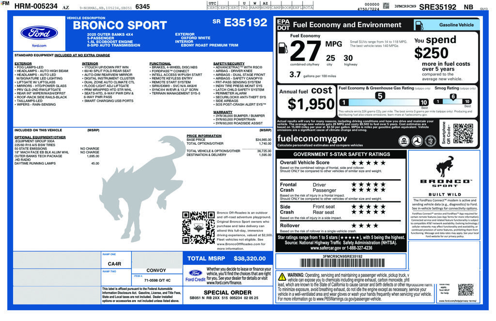 Certified 2025 Ford Bronco Sport Outer Banks w/ Outer Banks Tech Package+ AWD/4WD image 26