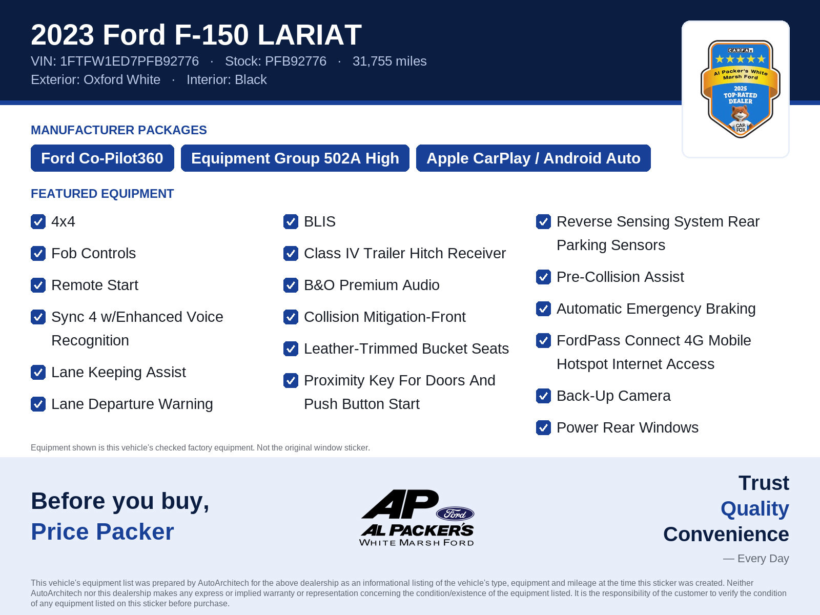 Certified 2023 Ford F150 Lariat w/ Equipment Group 502A High AWD/4WD image 10