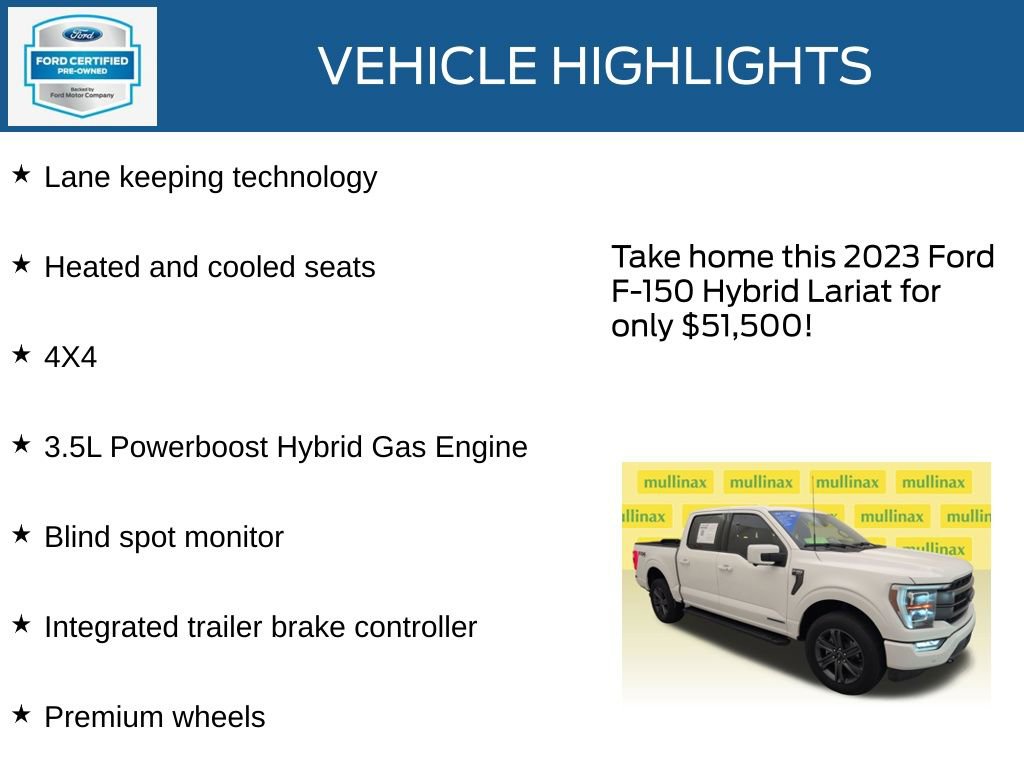 Certified 2023 Ford F150 Lariat w/ Equipment Group 502A High AWD/4WD image 21