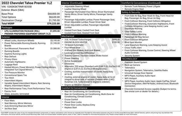 Used 2022 Chevrolet Tahoe Premier w/ LPO, Illumination Package AWD/4WD image 35
