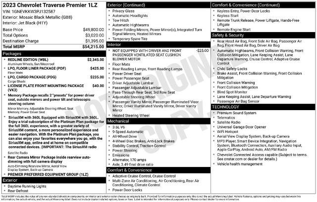 Used 2023 Chevrolet Traverse Premier w/ Redline Edition AWD/4WD image 23