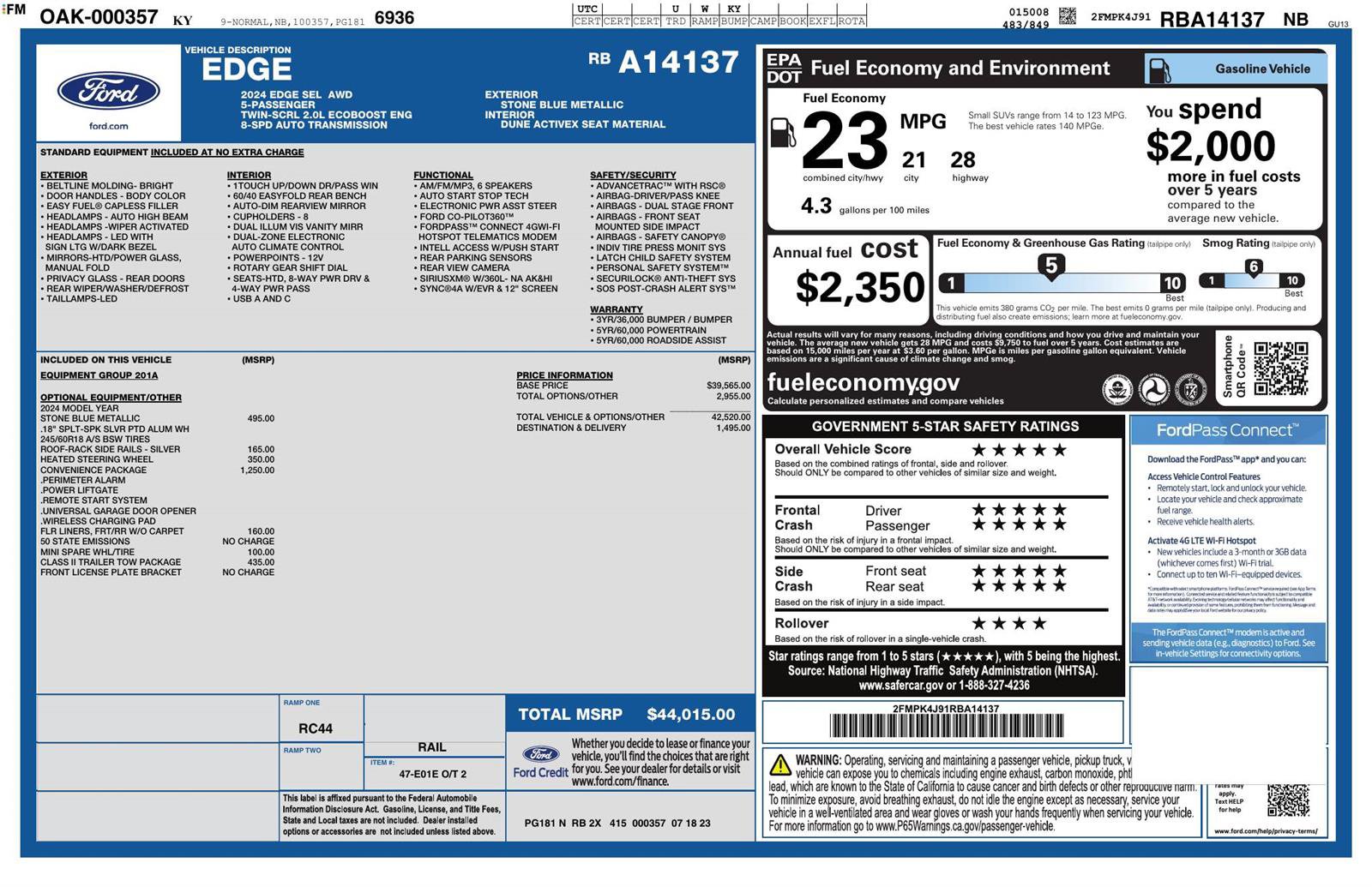 Certified 2024 Ford Edge SEL w/ Convenience Package AWD/4WD image 22
